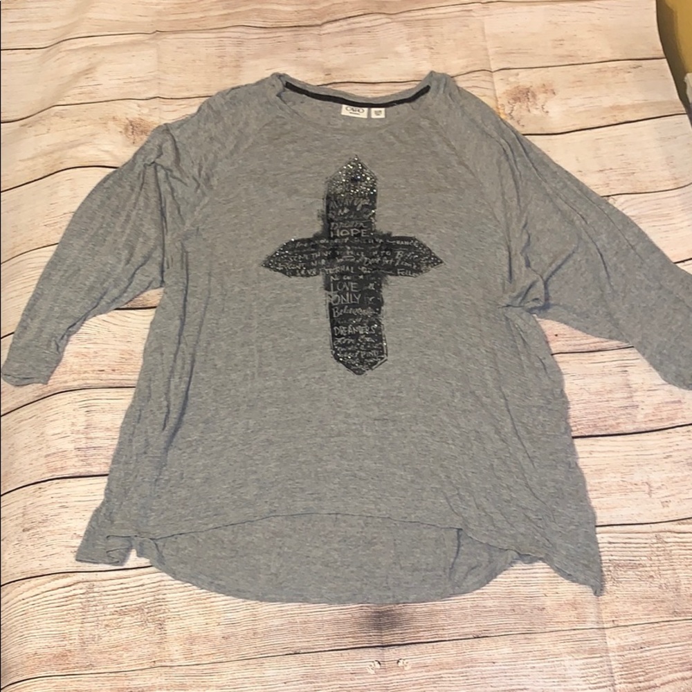 Cato grey cross blingy size 22/24W EUC